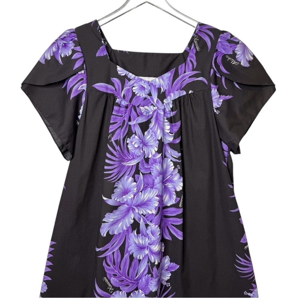 Vintage Jade Fashions Hawaiian Purple Floral Cotton Midi Sweetheart Dress Sz L - Picture 3 of 13